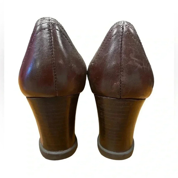 Aldo  Leather Square Toe Wedge Heel Mary Jane Shoe Size 7.5/38 - Picture 4 of 8